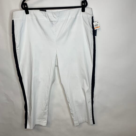 NWT INC White w Black Tuxedo Stripe Skinny Pants Sz 24W - Picture 2 of 10